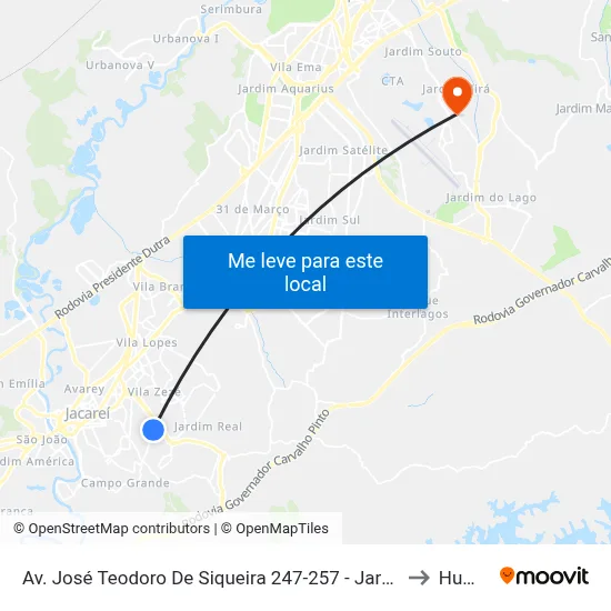 Av. José Teodoro De Siqueira 247-257 - Jardim Maria Amelia Jacareí - SP Brasil to Humanitas map