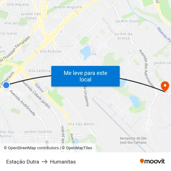 Estação Dutra to Humanitas map