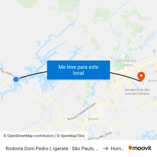Rodovia Dom Pedro I, Igaratá - São Paulo, 12350-000, Brasil, Igaratá to Humanitas map