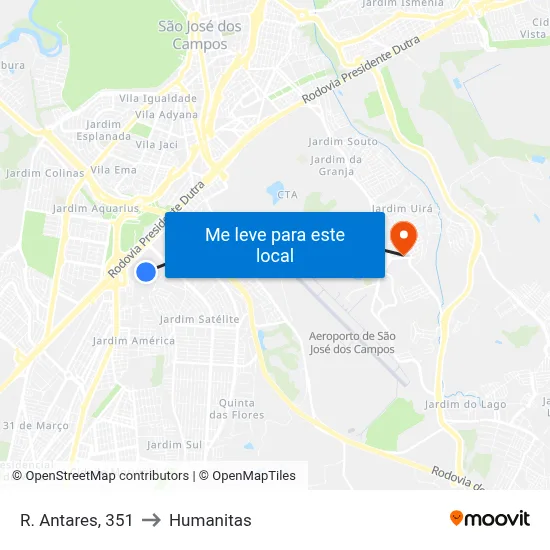 R. Antares, 351 to Humanitas map