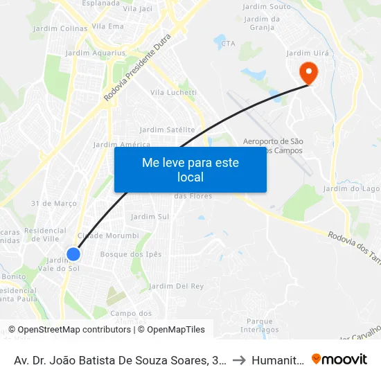 Av. Dr. João Batista De Souza Soares, 3569 to Humanitas map