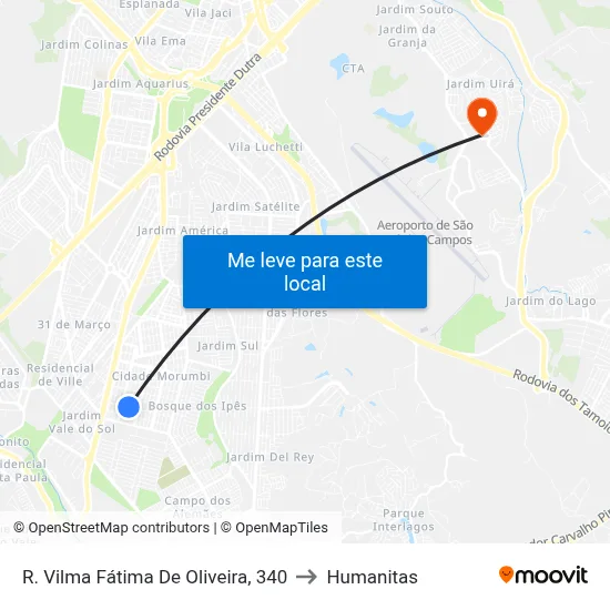 R. Vilma Fátima De Oliveira, 340 to Humanitas map
