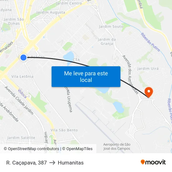 R. Caçapava, 387 to Humanitas map