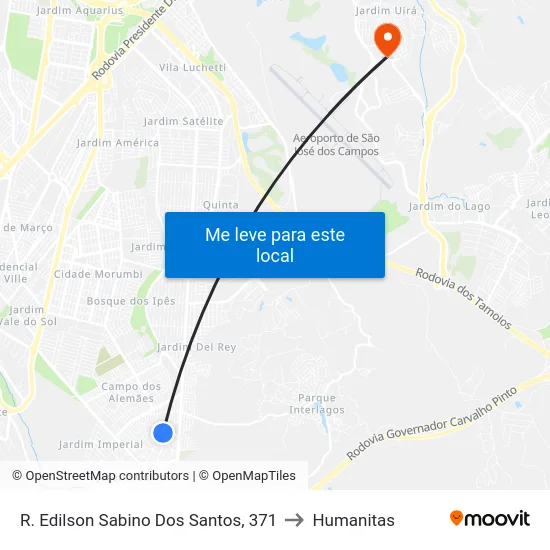 R. Edilson Sabino Dos Santos, 371 to Humanitas map