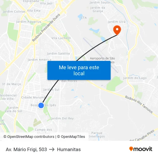 Av. Mário Frigi, 503 to Humanitas map