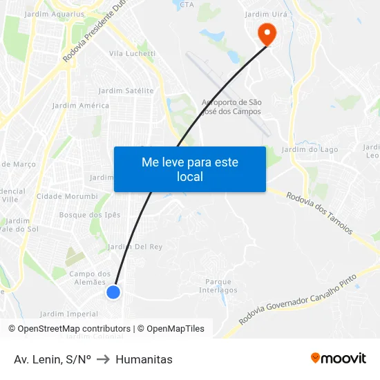 Av. Lenin, S/Nº to Humanitas map