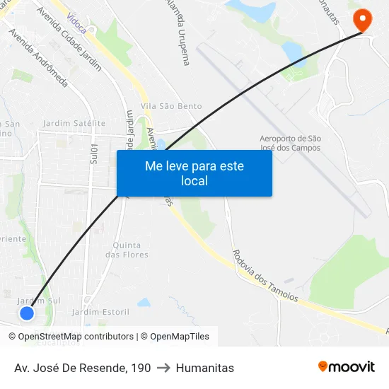 Av. José De Resende, 190 to Humanitas map