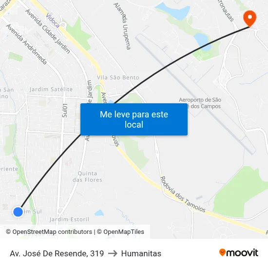 Av. José De Resende, 319 to Humanitas map