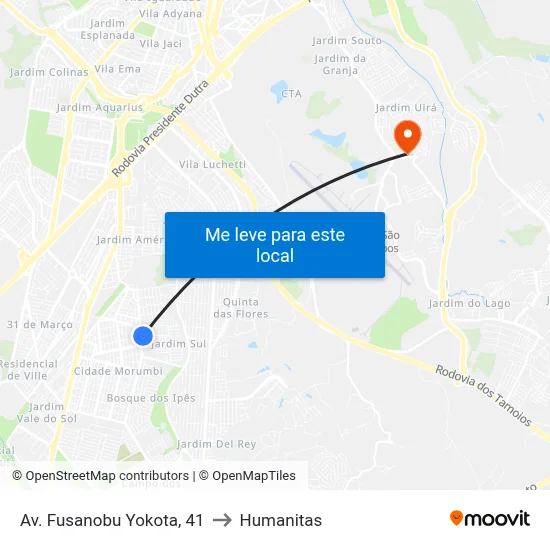 Av. Fusanobu Yokota, 41 to Humanitas map