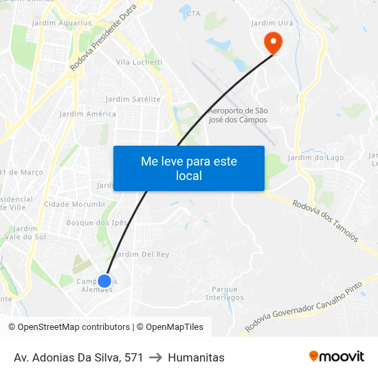 Av. Adonias Da Silva, 571 to Humanitas map