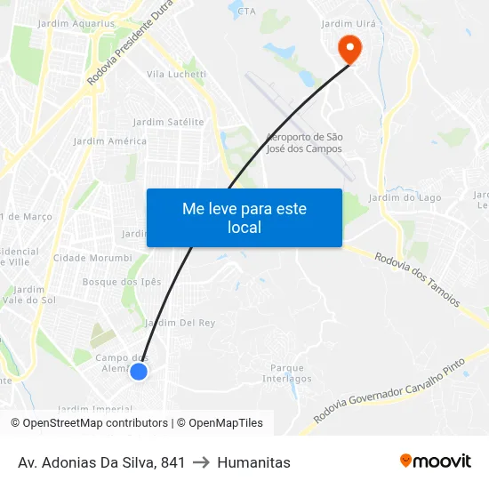 Av. Adonias Da Silva, 841 to Humanitas map
