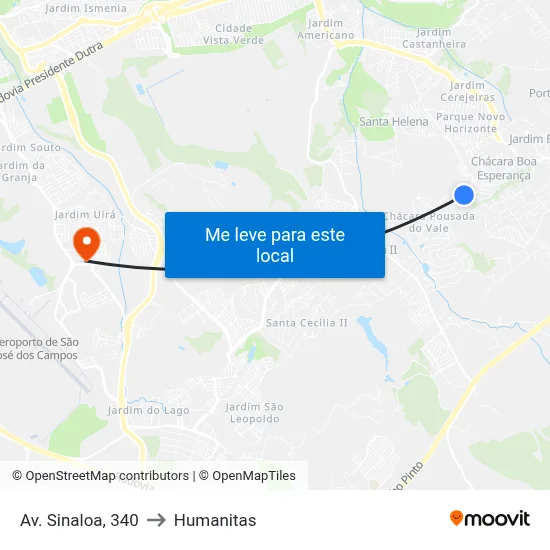 Av. Sinaloa, 340 to Humanitas map