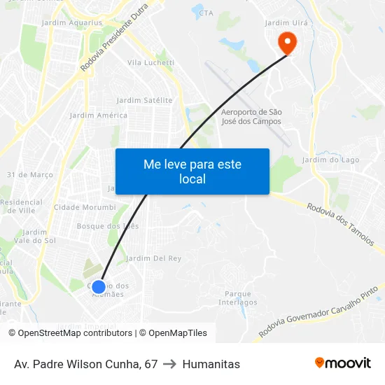 Av. Padre Wilson Cunha, 67 to Humanitas map