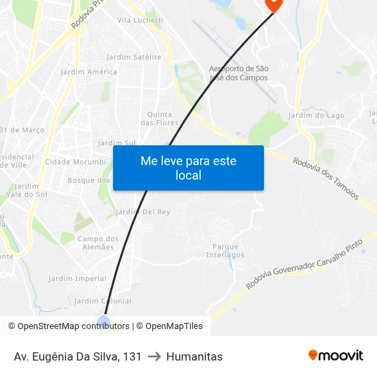 Av. Eugênia Da Silva, 131 to Humanitas map