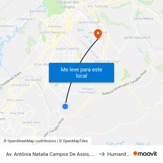 Av. Antônia Natalia Campos De Assis, 347 to Humanitas map