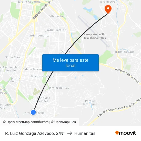 R. Luiz Gonzaga Azevedo, S/Nº to Humanitas map