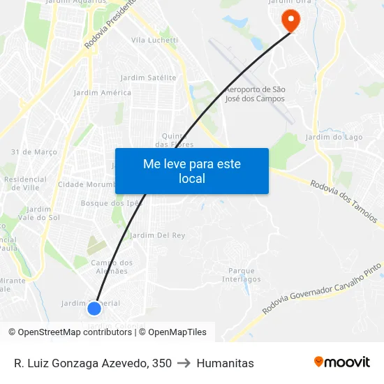R. Luiz Gonzaga Azevedo, 350 to Humanitas map