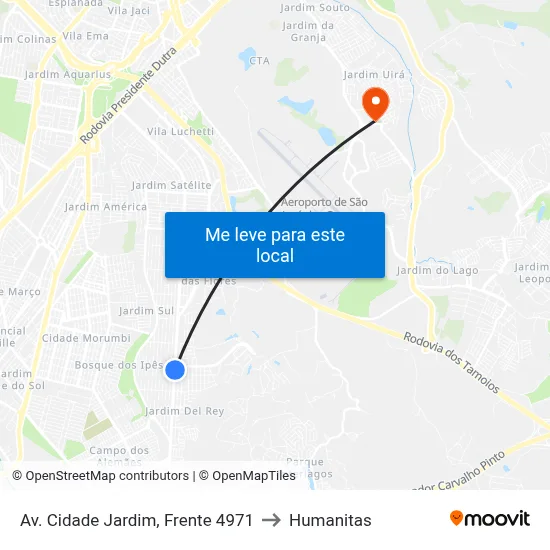 Av. Cidade Jardim, Frente 4971 to Humanitas map