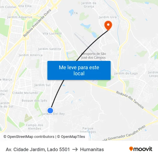 Av. Cidade Jardim, Lado 5501 to Humanitas map