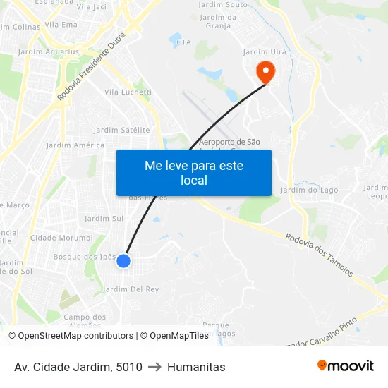 Av. Cidade Jardim, 5010 to Humanitas map