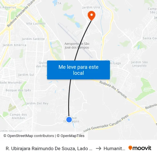 R. Ubirajara Raimundo De Souza, Lado 294 to Humanitas map