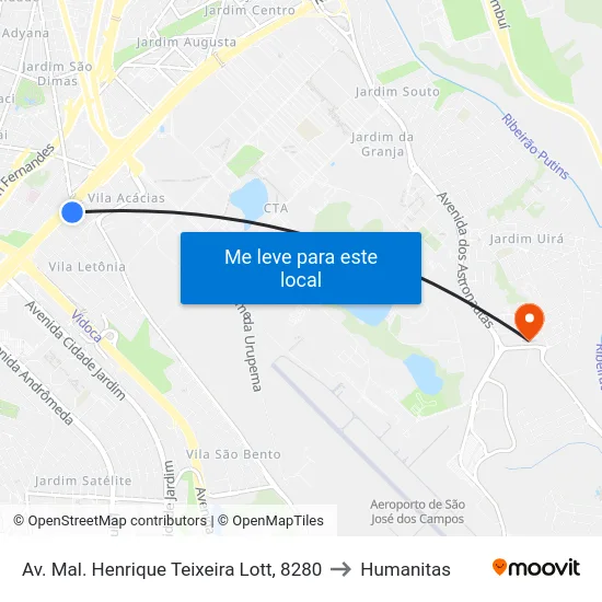 Av. Mal. Henrique Teixeira Lott, 8280 to Humanitas map