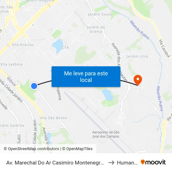 Av. Marechal Do Ar Casimiro Montenegro Filho, 470 to Humanitas map