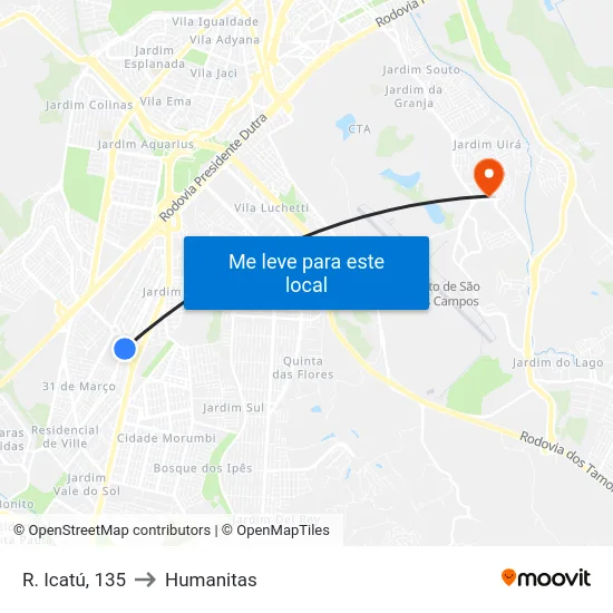 R. Icatú, 135 to Humanitas map