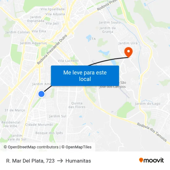 R. Mar Del Plata, 723 to Humanitas map