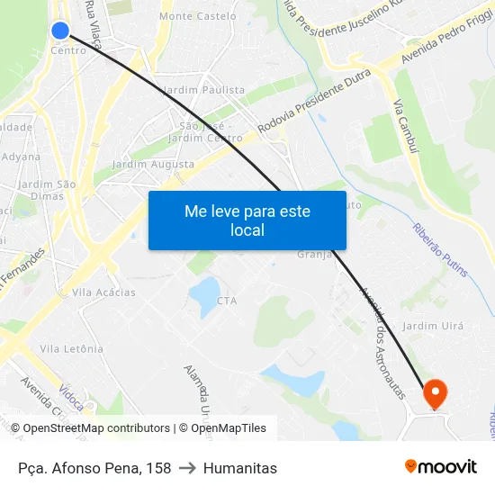 Pça. Afonso Pena, 158 to Humanitas map