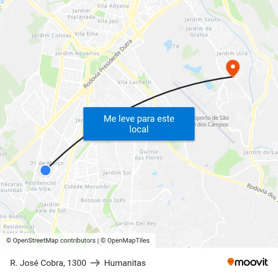 R. José Cobra, 1300 to Humanitas map