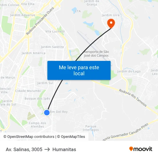Av. Salinas, 3005 to Humanitas map