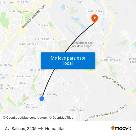 Av. Salinas, 3405 to Humanitas map