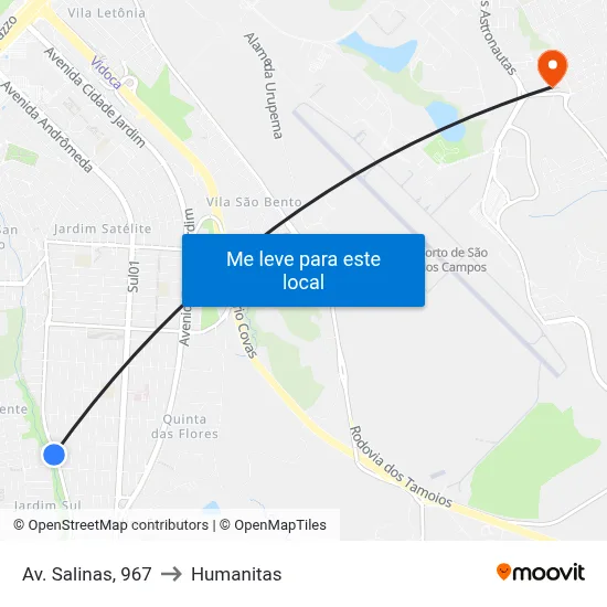 Av. Salinas, 967 to Humanitas map