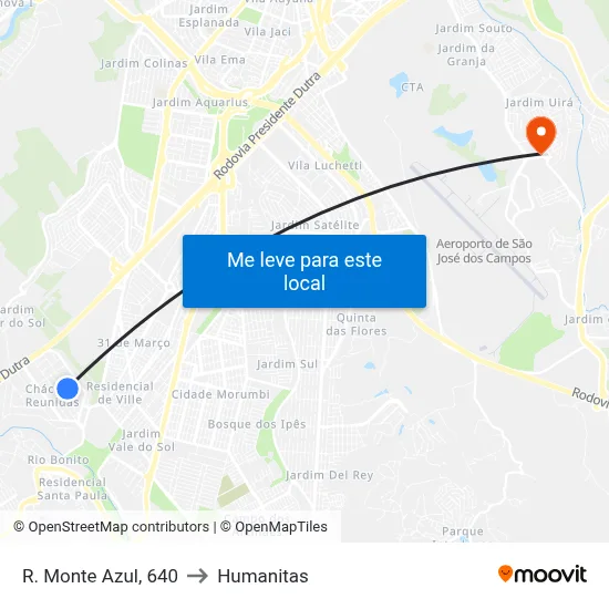 R. Monte Azul, 640 to Humanitas map