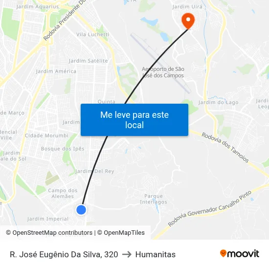 R. José Eugênio Da Silva, 320 to Humanitas map