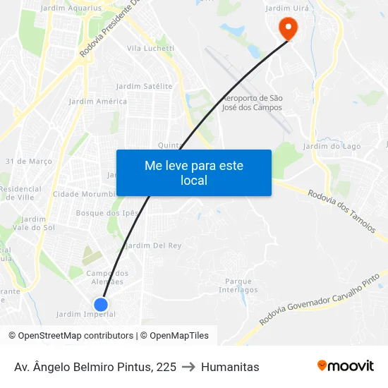 Av. Ângelo Belmiro Pintus, 225 to Humanitas map