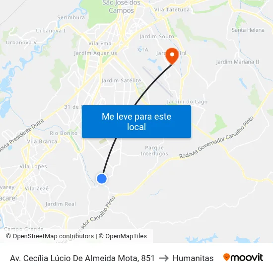 Av. Cecília Lúcio De Almeida Mota, 851 to Humanitas map