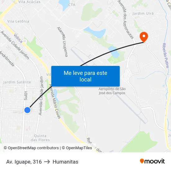 Av. Iguape, 316 to Humanitas map
