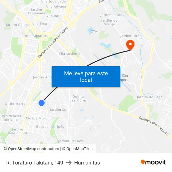 R. Torataro Takitani, 149 to Humanitas map