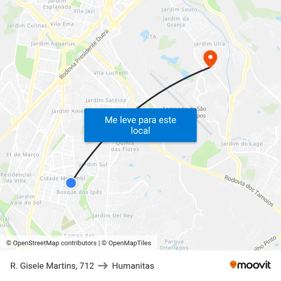 R. Gisele Martins, 712 to Humanitas map