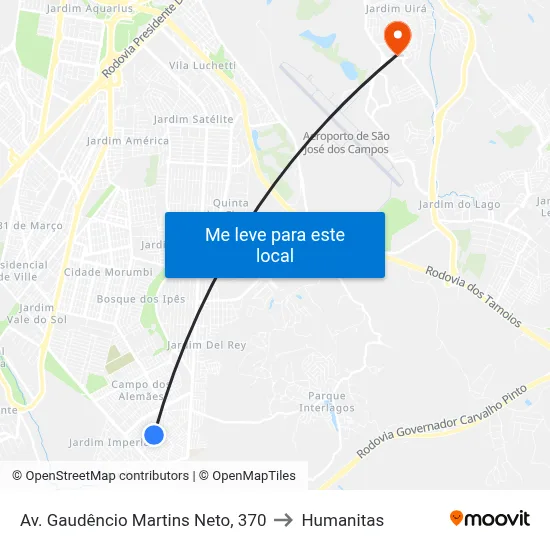 Av. Gaudêncio Martins Neto, 370 to Humanitas map
