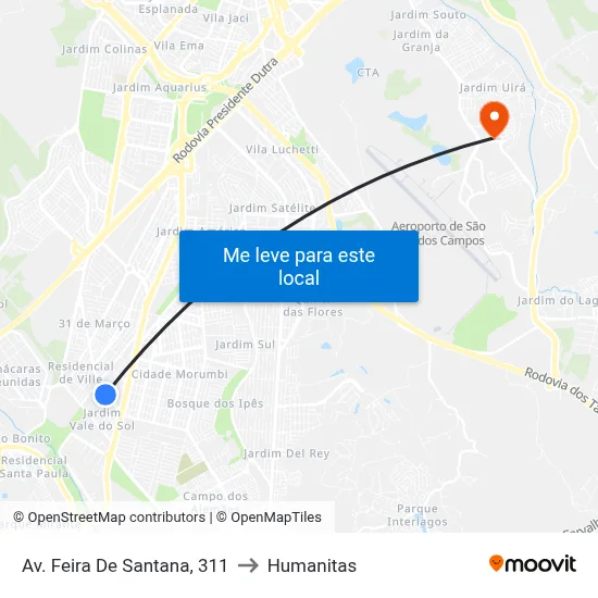 Av. Feira De Santana, 311 to Humanitas map
