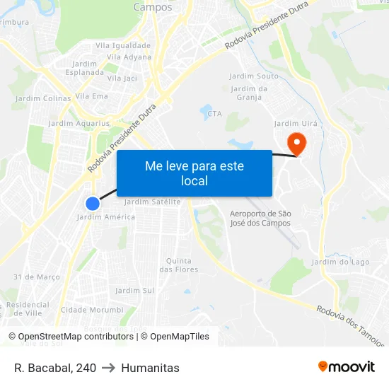 R. Bacabal, 240 to Humanitas map