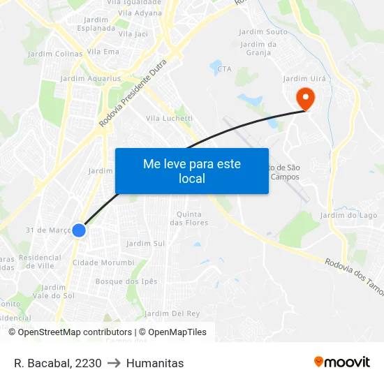 R. Bacabal, 2230 to Humanitas map