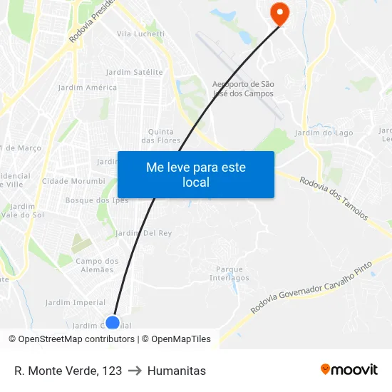 R. Monte Verde, 123 to Humanitas map