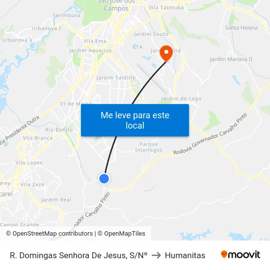R. Domingas Senhora De Jesus, S/Nº to Humanitas map