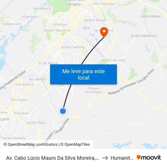 Av. Cabo Lúcio Mauro Da Silva Moreira, 315 to Humanitas map