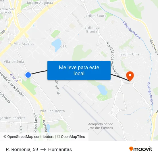 R. Romênia, 59 to Humanitas map