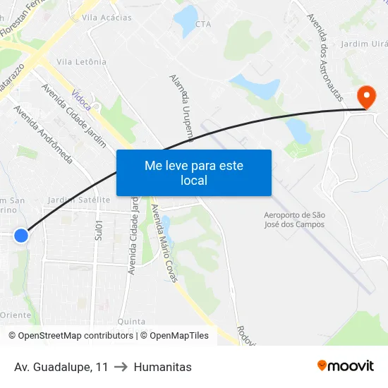 Av. Guadalupe, 11 to Humanitas map